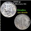 Image 1 : 1935-p Mercury Dime 10c Grades Unc Details