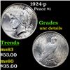 Image 1 : 1924-p Peace Dollar $1 Grades Unc Details