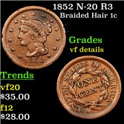 1852 N-20 R3 Braided Hair Large Cent 1c Grades vf details