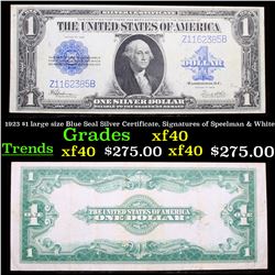 1923 $1 large size Blue Seal Silver Certificate, Signatures of Speelman & White Grades xf
