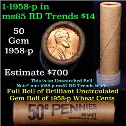 Shotgun Lincoln 1c roll, 1958-p 50 pcs Brandt Wrapper