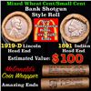 Image 1 : Mixed small cents 1c orig shotgun roll, 1919-d Wheat Cent, 1891 Indian cent other end, McDonalds Wra