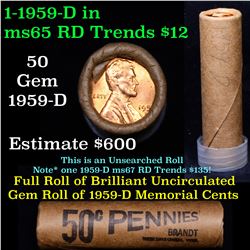 Shotgun Lincoln 1c roll, 1959-d 50 pcs Brandt Wrapper