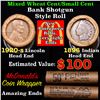 Image 1 : Mixed small cents 1c orig shotgun roll, 1920-s Wheat Cent, 1896 Indian cent other end, McDonalds Wra