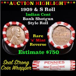 ***Auction Highlight*** Lincoln Wheat cent 1c orig roll, 1909-s end, VDB other end