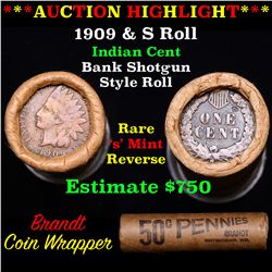 ***Auction Highlight*** Indian cent 1c orig roll, 1909 end S other end