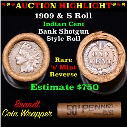 ***Auction Highlight*** Indian cent 1c orig roll, 1909 end S other end