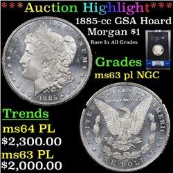 ***Auction Highlight*** NGC 1885-cc GSA Hoard Morgan Dollar $1 Graded ms63 pl By NGC (fc)
