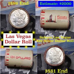 ***Auction Highlight*** Full Morgan/Peace Sahara Hotel silver $1 roll $20, 1881 & 1896 end (fc)