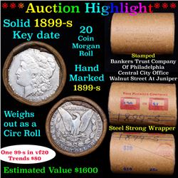 ***Auction Highlight*** Full solid date 1899-s Morgan silver $1 roll, 20 coins (fc)