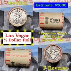 **Auction Highlight** Old Casino 50c Roll $10 Halves Dunes Hotel Vegas 1944 Walker & 'P' Barber Ends