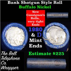 Buffalo Nickel Shotgun Roll in Old Bank Style 'Bell Telephone' Wrapper 1920 & d Mint Ends Grades