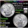 Image 1 : ***Auction Highlight*** 1890-p Vam 18 R5 Morgan Dollar $1 Graded ms64+ By SEGS (fc)