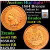 Image 1 : ***Auction Highlight*** 1864 Bronze Indian Cent 1c Graded ms64+ rb By SEGS (fc)