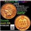 Image 1 : ***Auction Highlight*** 1894 Indian Cent 1c Graded ms65 rb By SEGS (fc)