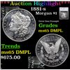 Image 1 : ***Auction Highlight*** 1881-s Morgan Dollar $1 Graded ms65 DMPL By SEGS (fc)