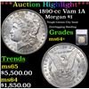 Image 1 : ***Auction Highlight*** 1890-cc Vam 1A Morgan Dollar $1 Graded ms64+ By SEGS (fc)