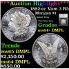 Image 1 : ***Auction Highlight*** 1882-cc Vam 3 R5 Morgan Dollar $1 Graded ms64+ DMPL By SEGS (fc)