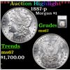 Image 1 : ***Auction Highlight*** 1887-p Morgan Dollar $1 Graded ms67 By SEGS (fc)