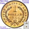 Image 9 : ***Auction Highlight*** 1854-s Gold Dollar $1 Graded Choice Unc By USCG (fc)