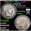 Image 1 : ***Auction Highlight*** 1916-d Barber Quarter 25c Graded Select+ Unc By USCG (fc)