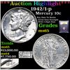Image 1 : ***Auction Highlight*** 1942/1-p Mercury Dime 10c Graded GEM Unc By USCG (fc)
