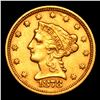 Image 2 : ***Auction Highlight*** 1878-p Gold Liberty Quarter Eagle $2 1/2 Graded Select Unc By USCG (fc)