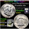 Image 1 : ***Auction Highlight*** 1952-p FS-402 Scarface Franklin Half Dollar 50c Graded Select+ Unc By USCG (
