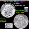 Image 1 : ***Auction Highlight*** 1920-d Mercury Dime 10c Graded Choice Unc FSB By USCG (fc)