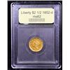 Image 4 : ***Auction Highlight*** 1852-d Delanga Gold Liberty Quarter Eagle $2 1/2 Graded Select Unc By USCG (