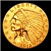 Image 2 : ***Auction Highlight*** 1912-p Gold Indian Quarter Eagle $2 1/2 Graded Select Unc By USCG (fc)