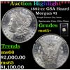 Image 1 : ***Auction Highlight*** 1882-cc GSA Hoard Morgan Dollar $1 Grades GEM+ Unc (fc)