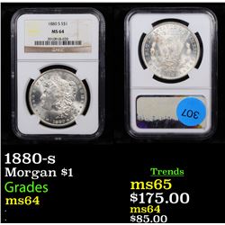 NGC 1880-s Morgan Dollar $1 Graded ms64 By NGC