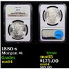 Image 1 : NGC 1880-s Morgan Dollar $1 Graded ms64 By NGC