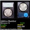 Image 1 : PCGS 1885-o Rattler Morgan Dollar $1 Graded ms63 By PCGS