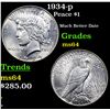 Image 1 : 1934-p Peace Dollar $1 Graded Choice Unc By USCG