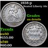 Image 1 : 1858-p Seated Liberty Dime 10c Grades AU Details