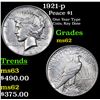 Image 1 : 1921-p Peace Dollar $1 Grades Select Unc