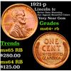 Image 1 : 1921-p Lincoln Cent 1c Grades Choice+ Unc RB