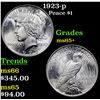 Image 1 : 1923-p Peace Dollar $1 Grades GEM+ Unc