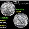 Image 1 : 1943-p Walking Liberty Half Dollar 50c Grades Choice Unc