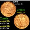 Image 1 : 1908 Indian Cent 1c Grades Gem+ Unc RB