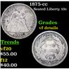 Image 1 : 1875-cc Seated Liberty Dime 10c Grades vf details