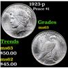 Image 1 : 1923-p Peace Dollar $1 Grades Select Unc