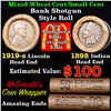 Image 1 : Mixed small cents 1c orig shotgun roll, 1919-s Wheat Cent, 1898 Indian cent other end, McDonalds Wra