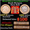 Image 1 : Mixed small cents 1c orig shotgun roll, 1917-d Wheat Cent, 1888 Indian cent other end, McDonalds Wra