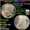 Image 1 : ***Auction Highlight*** 1922-d Vam 4 I3 R4 Peace Dollar $1 Graded ms65+ By SEGS (fc)