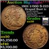 Image 1 : ***Auction Highlight*** 1801 1/000 S-223 Draped Bust Large Cent 1c Graded AU, Almost Unc By USCG (fc