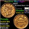 Image 1 : ***Auction Highlight*** 1853 Braided Hair Half Cent 1/2c Graded Select+ Unc BN By USCG (fc)
