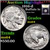 Image 1 : ***Auction Highlight*** 1916-d Buffalo Nickel 5c Graded Choice Unc By USCG (fc)